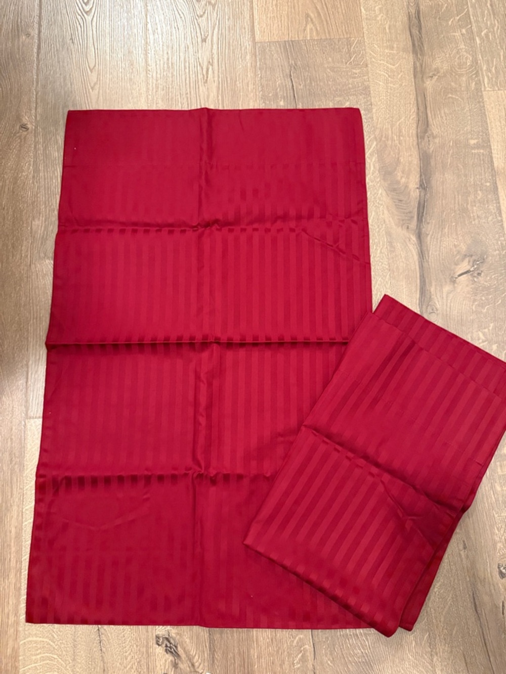 Red Pillow Shams - Unbranded Satin Stripe Set